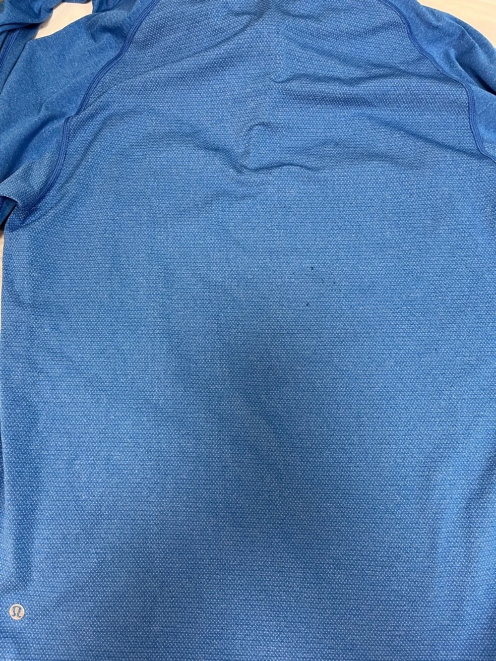 lululemon athletica Heathered Blue 1/4 Zip Hoodie men’s L performance pullover - Picture 11 of 12